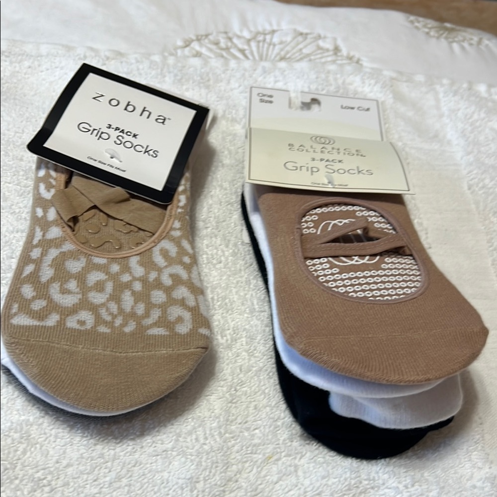 Zobha Tan Grip Socks - 2 Pack Yoga, Pilates